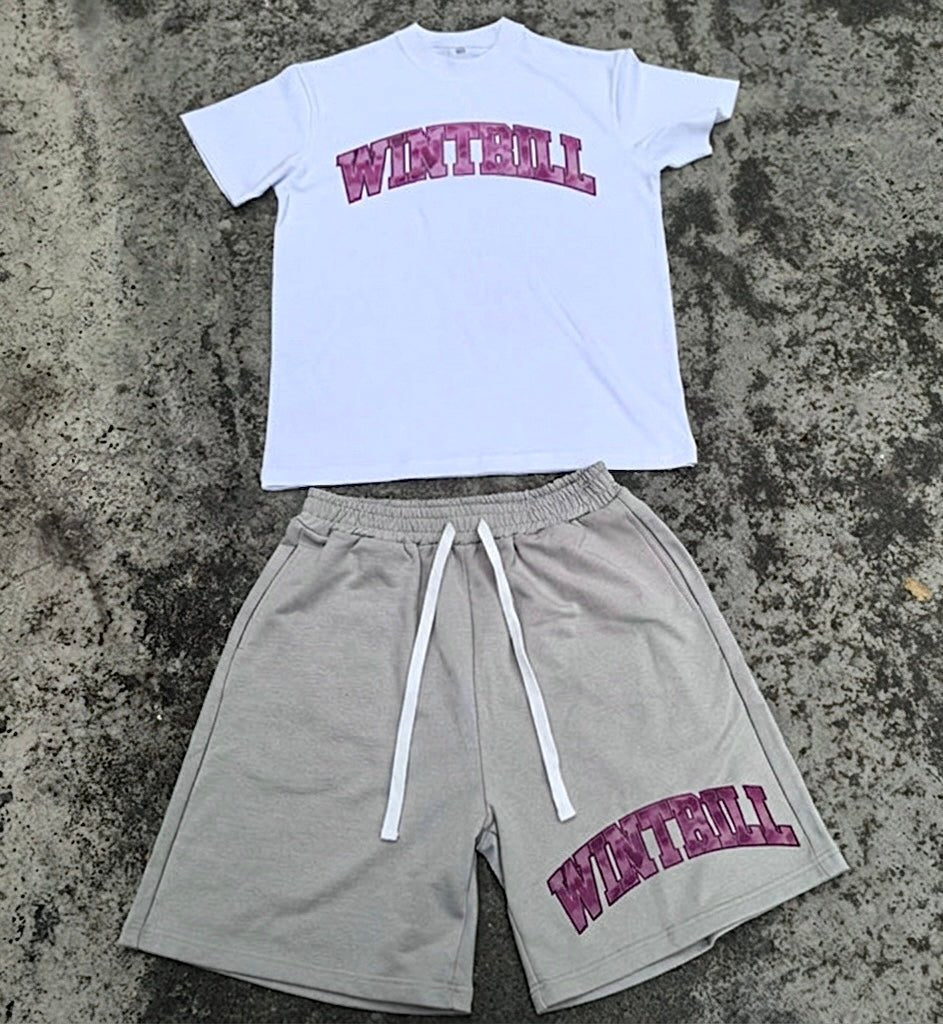 Wintrill Horizon Short Set - White / Pink / Grey - Wintrill Studios