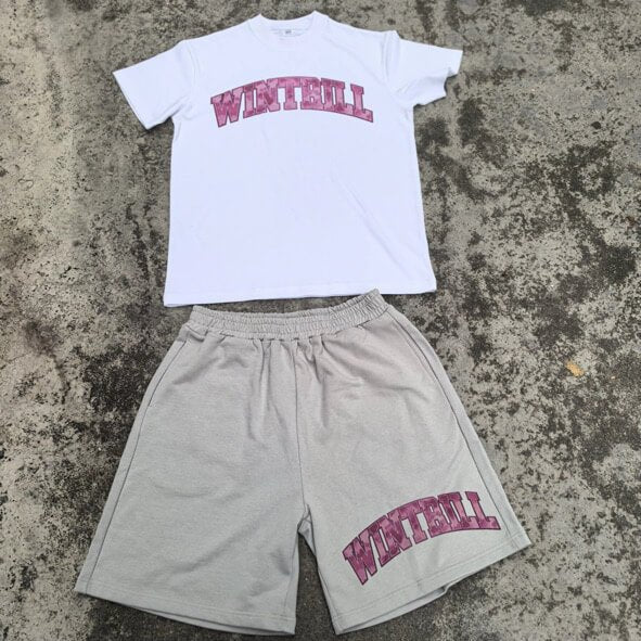 Wintrill Horizon Short Set - White / Pink / Grey - Wintrill Studios